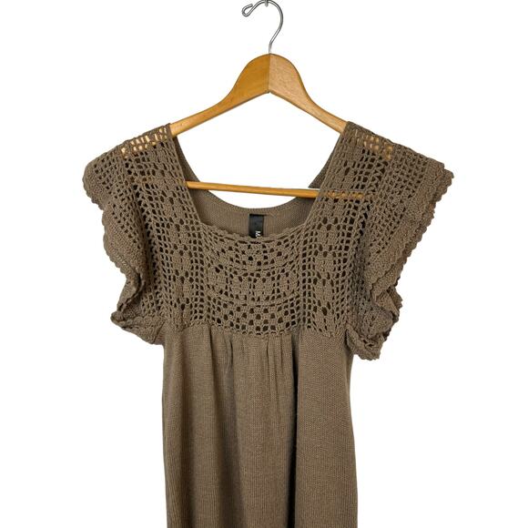 Sweater Dress Tunic Crochet Knit Mak B. 90s Y2K Cottagecore Fairy granny S - Picture 11 of 13